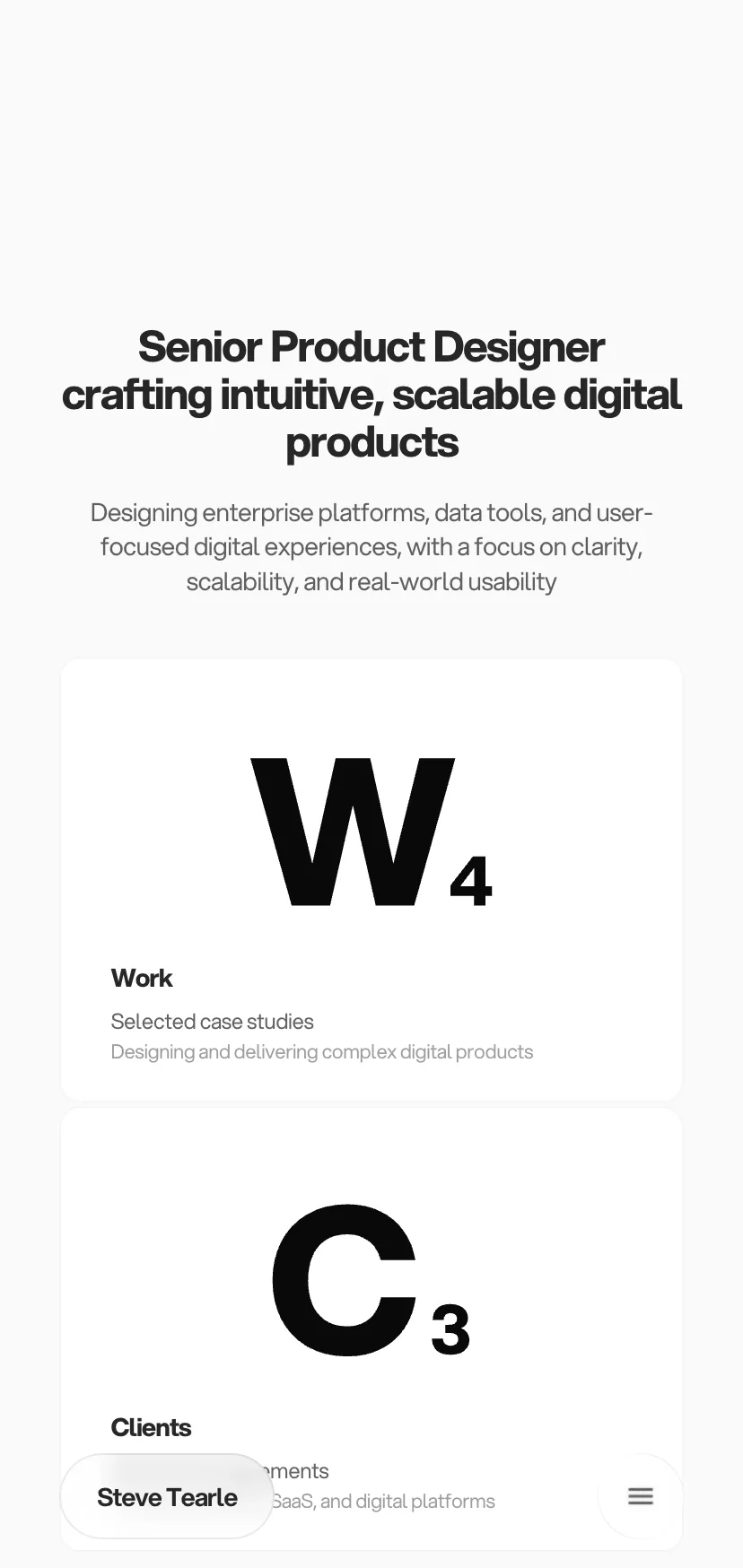 Portfolio site on mobile