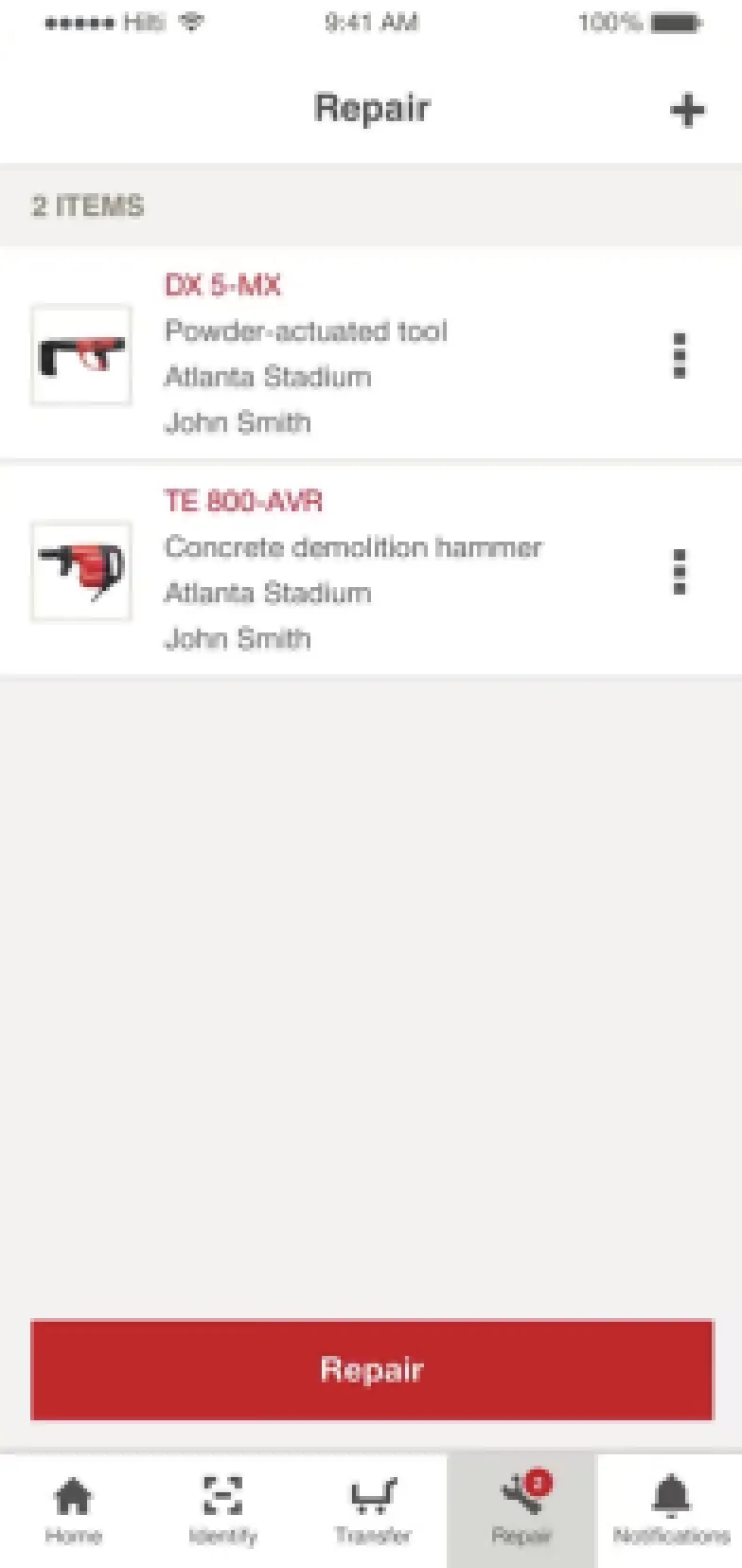 ON!Track mobile: Repair