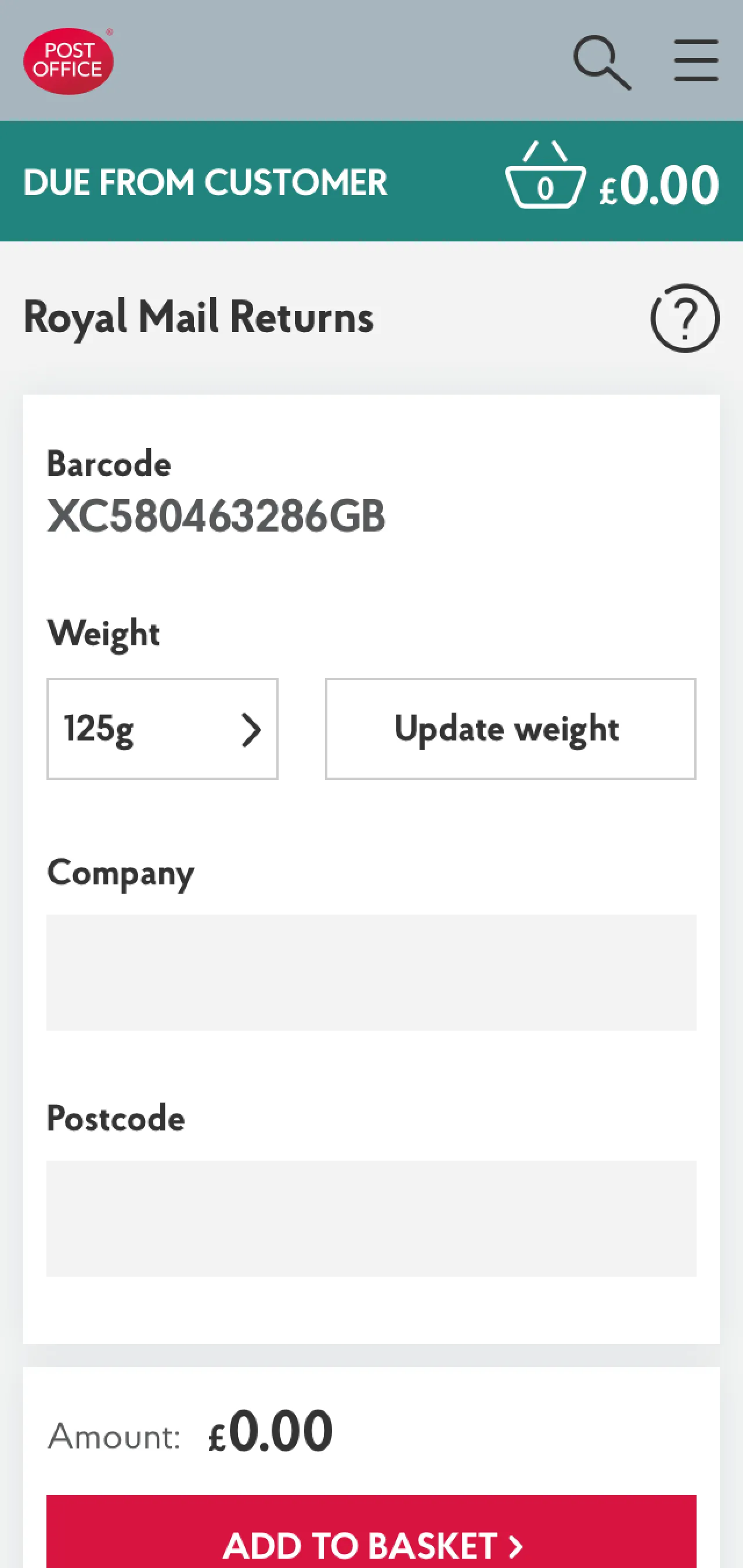 EPOS Royal Mail Returns — mobile