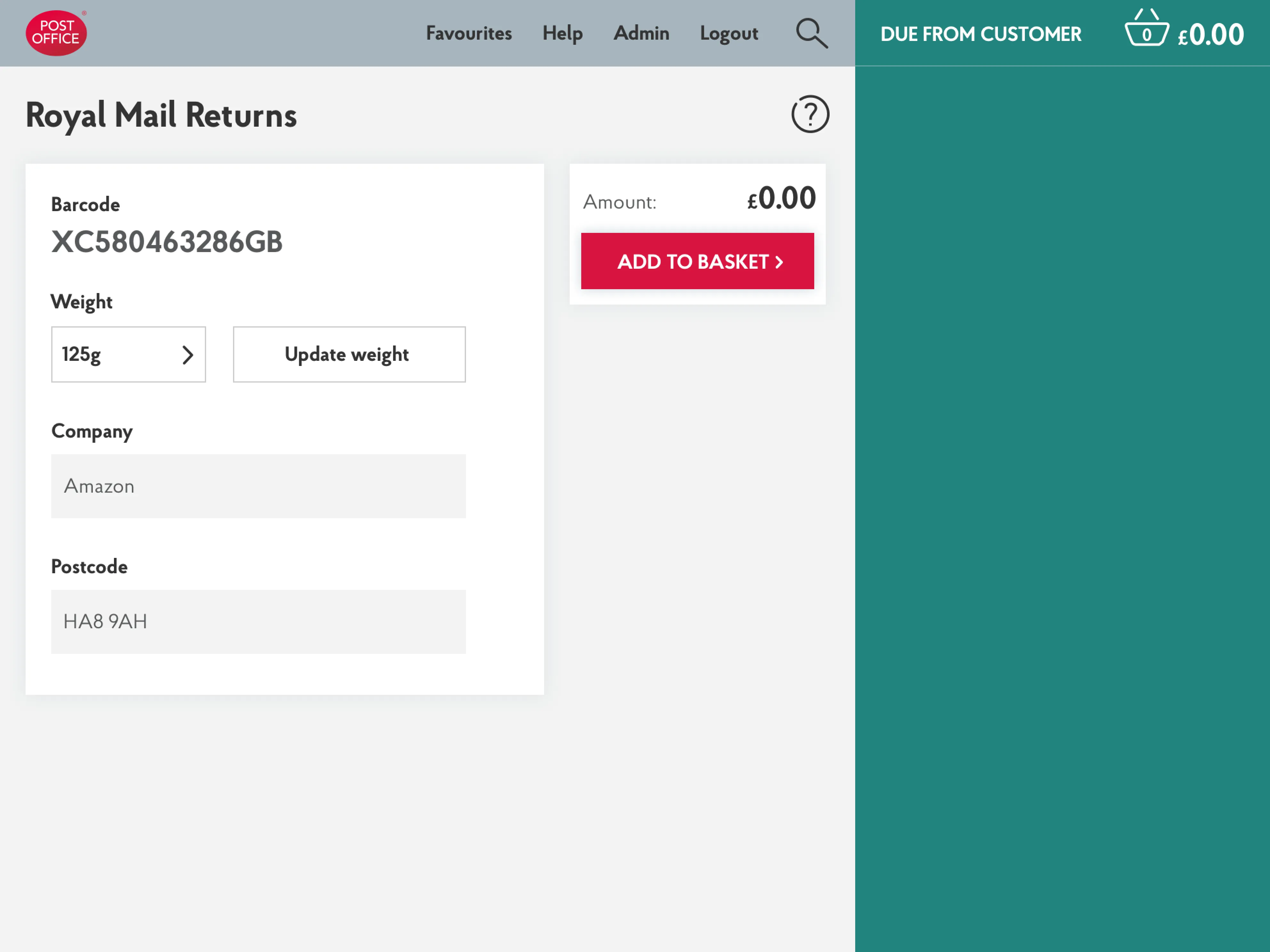 EPOS Royal Mail Returns — tablet landscape