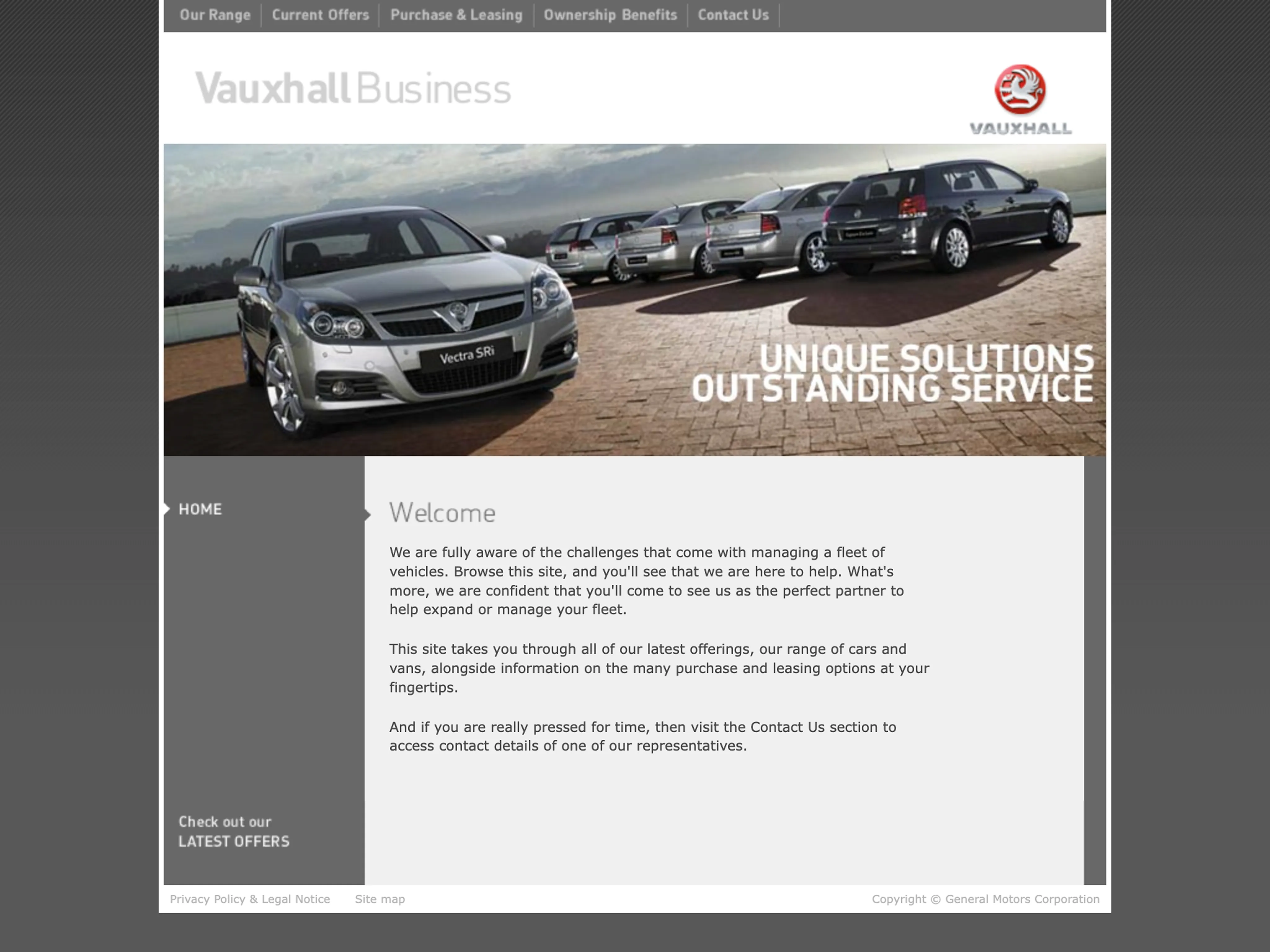 Vauxhall fleet website — home